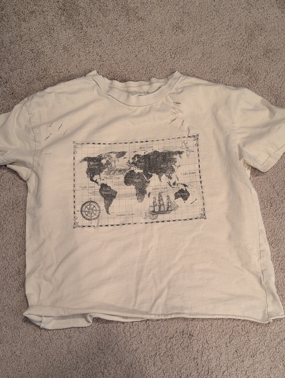 Modish Rebel Off-White Graphic Tee - Map Print
